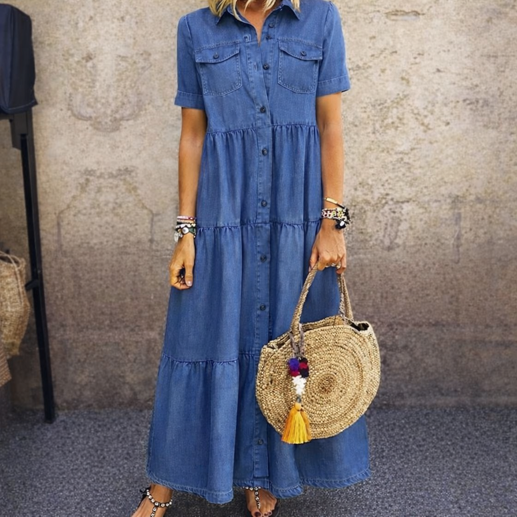 Delaney Button-Front Midi Dress