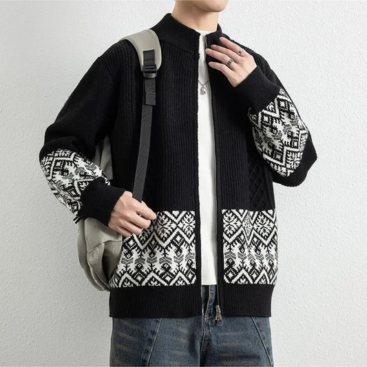 Antoine Jacquard Zip-Up Cardigan