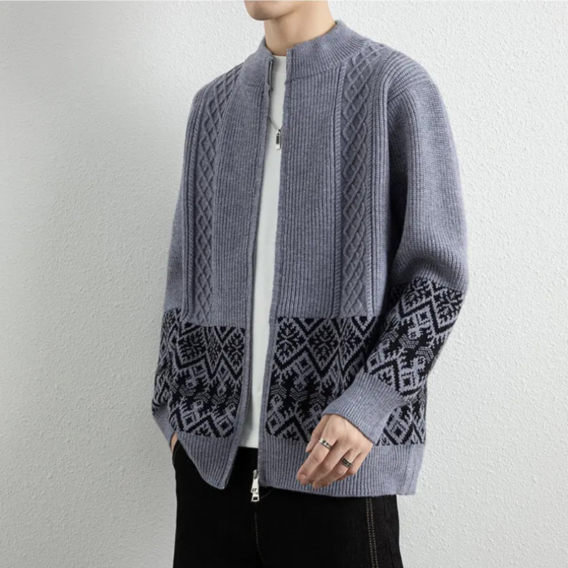Antoine Jacquard Zip-Up Cardigan