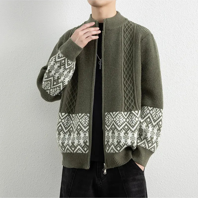 Antoine Jacquard Zip-Up Cardigan