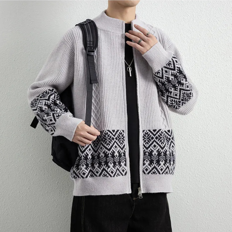 Antoine Jacquard Zip-Up Cardigan