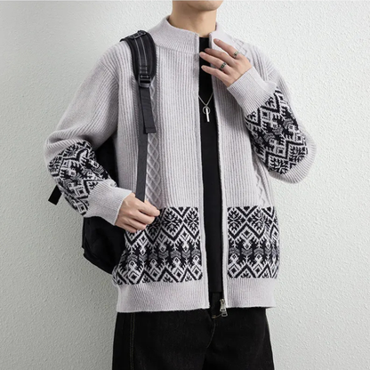 Antoine Jacquard Zip-Up Cardigan