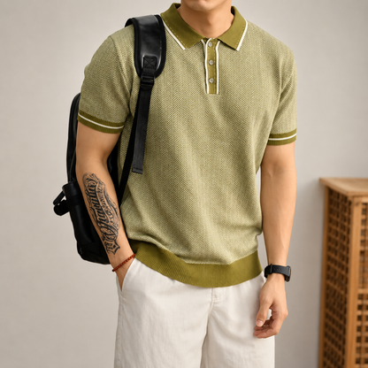 Harrison Herringbone Polo Shirt