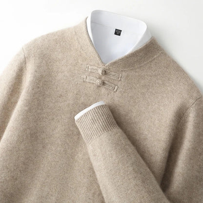 Calder Knot-Button Wool Sweater