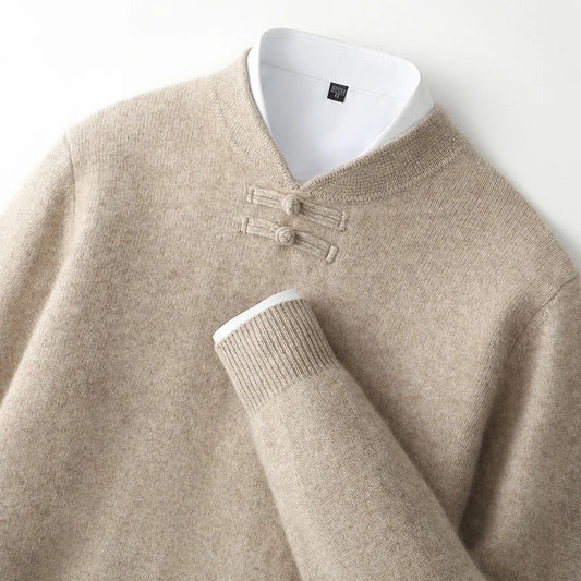 Calder Knot-Button Wool Sweater