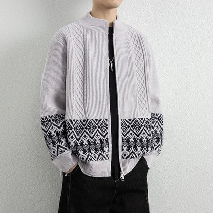 Antoine Jacquard Zip-Up Cardigan
