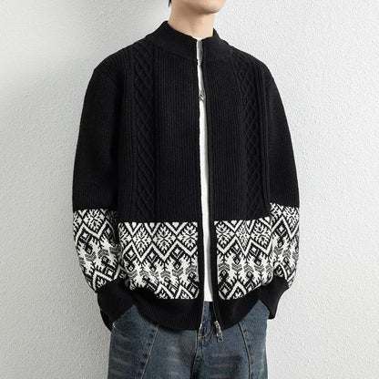 Antoine Jacquard Zip-Up Cardigan