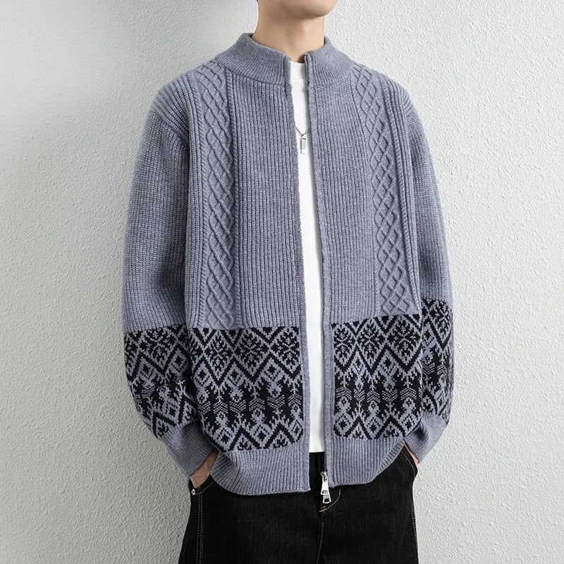 Antoine Jacquard Zip-Up Cardigan