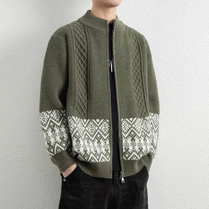 Antoine Jacquard Zip-Up Cardigan