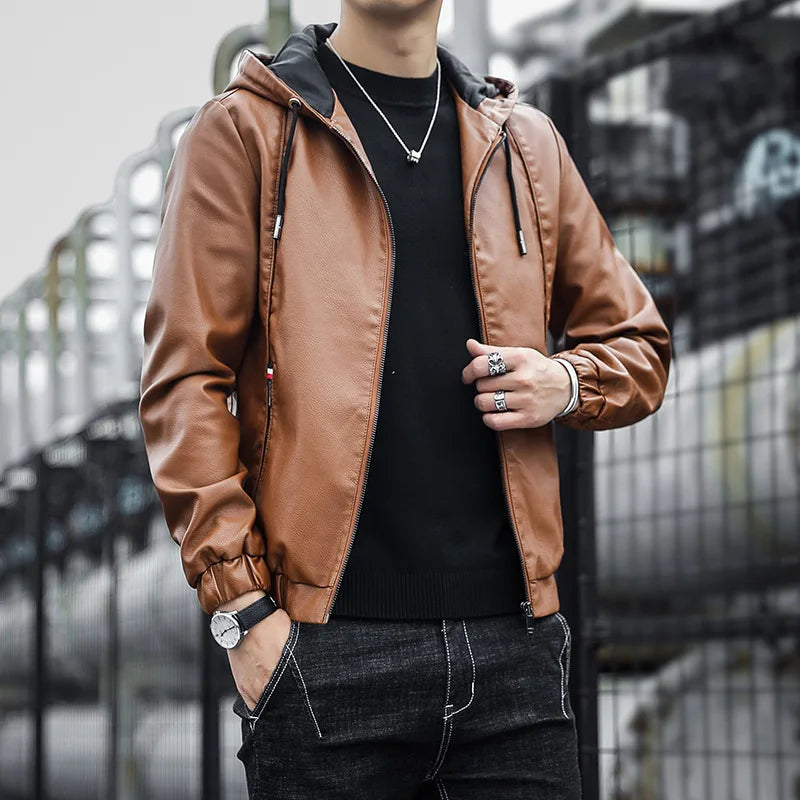 Marcus Hooded Leather Jacket
