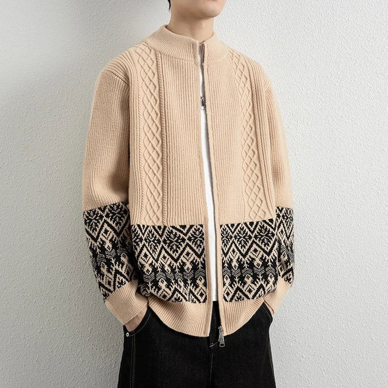 Antoine Jacquard Zip-Up Cardigan