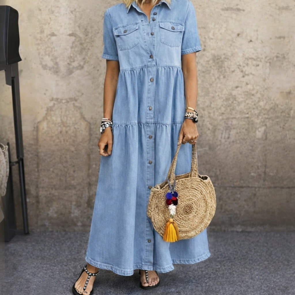 Delaney Button-Front Midi Dress