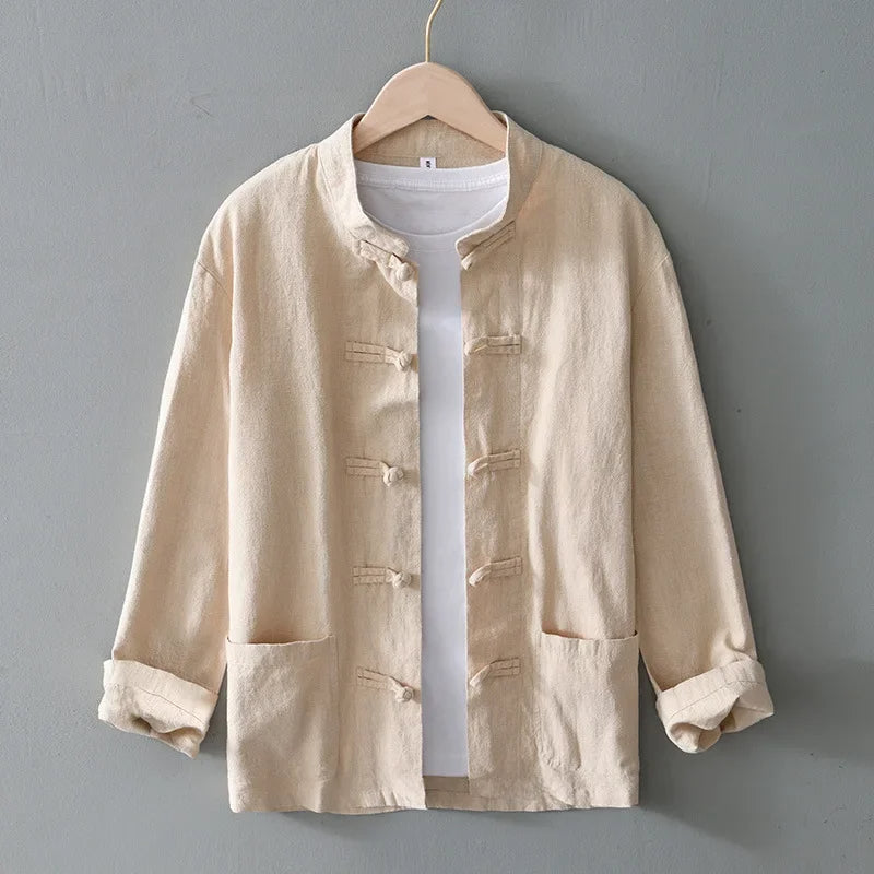 Nippon Cotton-Linen Mandarin Shirt